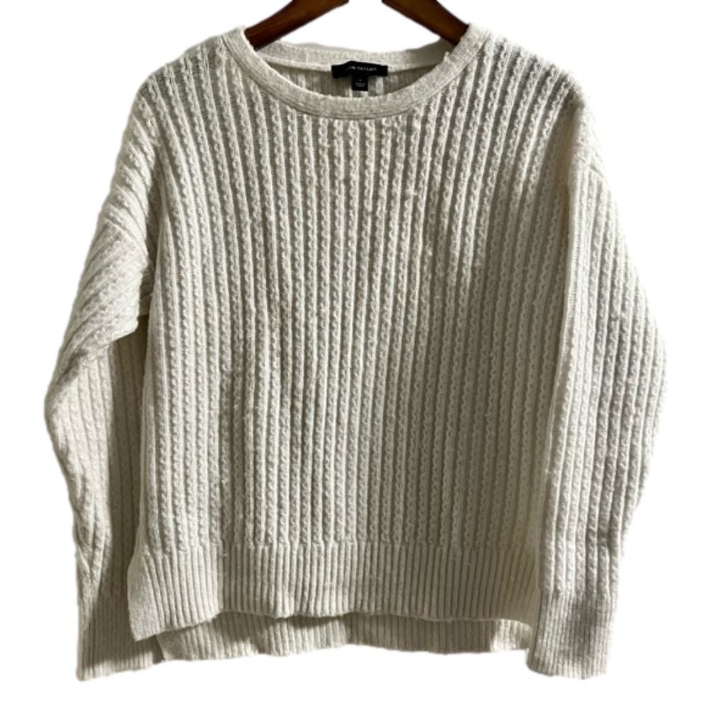 Ann Taylor Winter White Cable Knit Sweater Size Small
